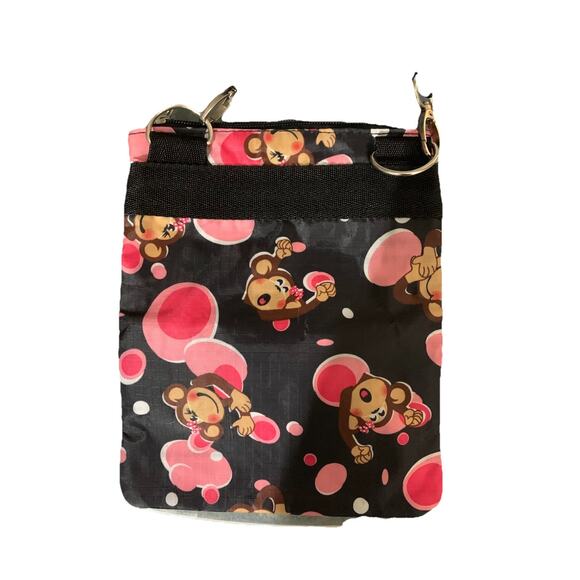 Le SportSac 3 Zip Crossbody Bag Multicolor Pink Bubbles Monkey Tokidoki Black - Picture 3 of 8